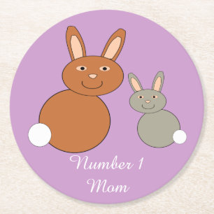 Mütter Day Bunnies Personalisiert Paper Untersetze Runder Pappuntersetzer