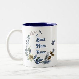 Mütter Day Hübsch Blue Floral Bird Foto Zweifarbige Tasse