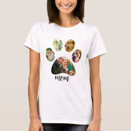 Mütter Day Hund Mama | 5 Paw Print Foto Collage T-Shirt