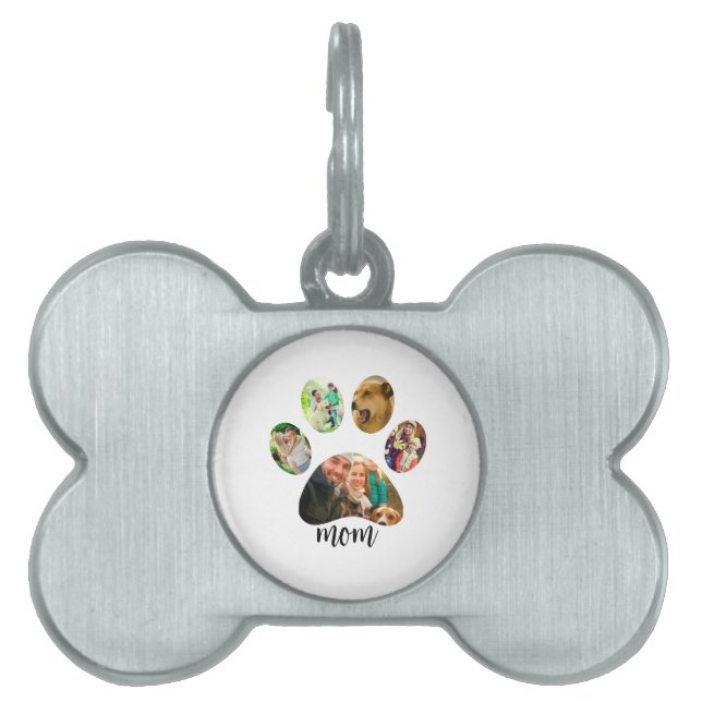 Mütter Day Hund Mama | 5 Paw Print Foto Collage Tiermarke (Vorderseite)