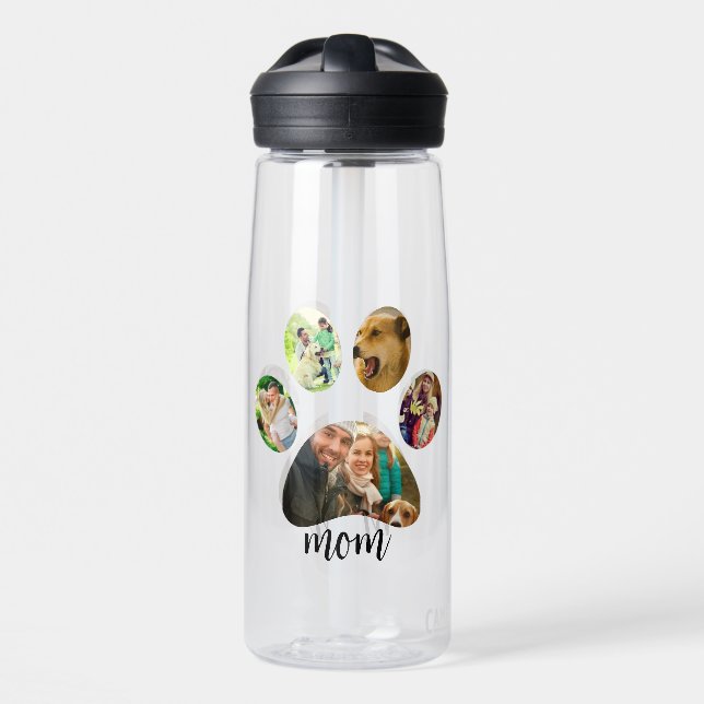 Mütter Day Hund Mama | 5 Paw Print Foto Collage Trinkflasche (Vorne)