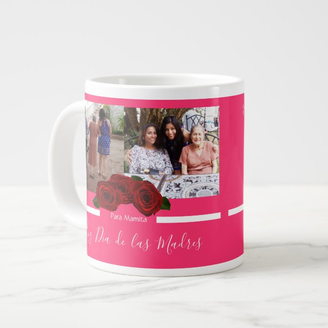 Mütter Day Latinos | ROTE ROSEN FOTO Jumbo-Tasse (Vorderseite Links)
