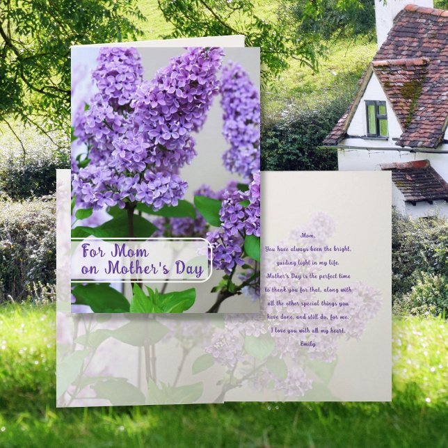 Mütter Day Lila Lilacs Message Grußkarte Einladung (Von Creator hochgeladen)