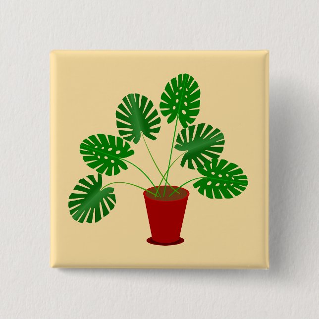 Mütter Day Monstera Pflanze Button (Vorderseite)