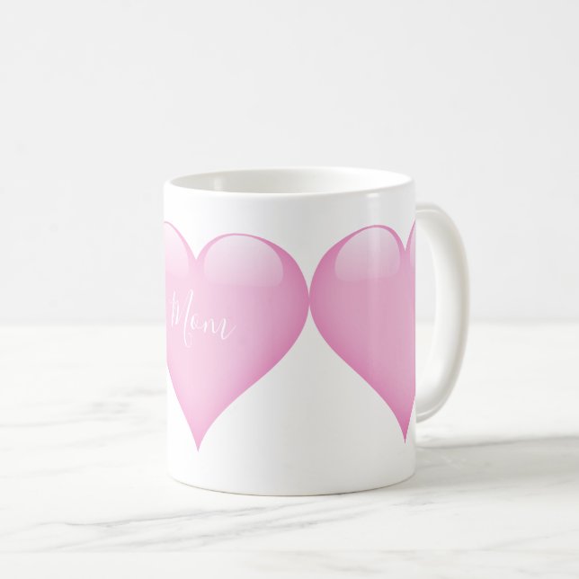 Mütter Day Simple Pink Heart Personal Kaffeetasse (VorderseiteRechts)
