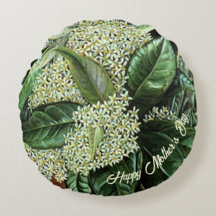 Mütter Day White Floral Rundes Kissen