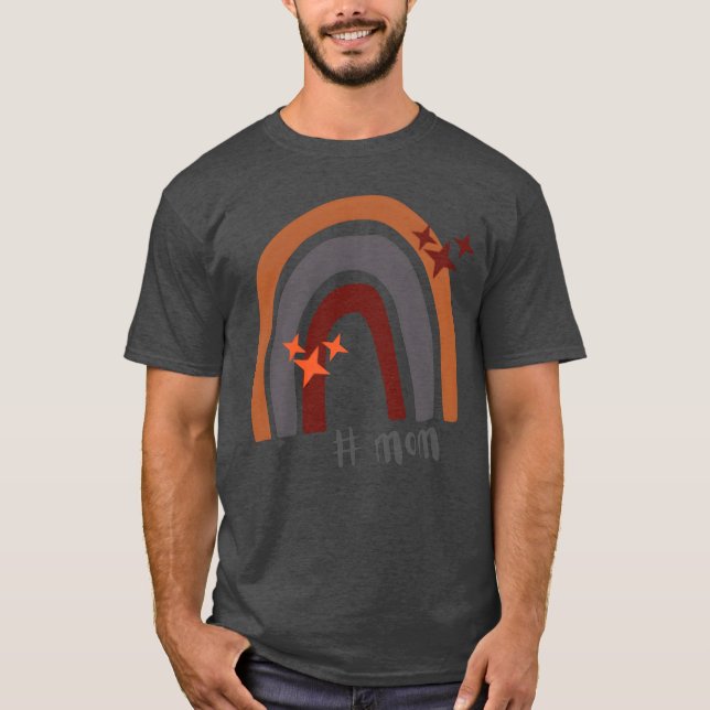 Mütter Dayerracotta Grau Bohemischer Regenbogenfre T-Shirt (Vorderseite)
