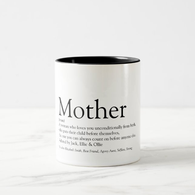 Mutter Definition Zitat Spaß Schwarz und Weiß Zweifarbige Tasse (Mittel)