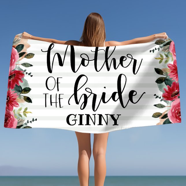 Mutter der Bachelorette Personalisiert Strandtuch (Mother of the Bride Bachelorette Personalized Beach Towel)