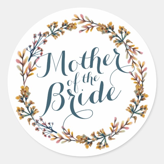 Mutter der Braut Elegant Wedding Sticker (Vorderseite)