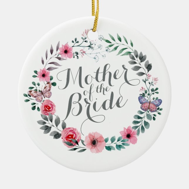 Mutter der Braut elegantes Wedding Blumenornamen Keramik Ornament (Vorne)