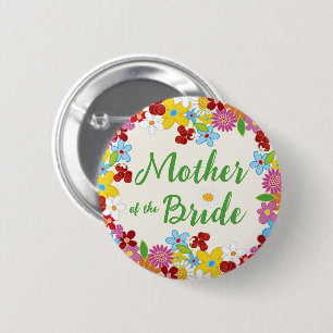 MUTTER DER BRAUT Frühjahrsblumen-Hochzeit Namenssc Button