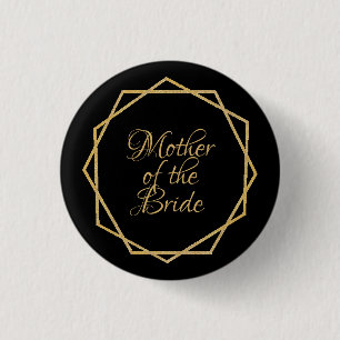 Mutter der Braut Gold Schwarz Elegant Geometrisch Button