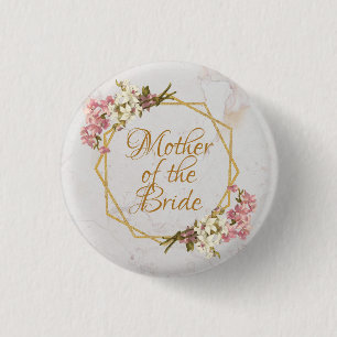 Mutter der Braut Hochzeit Gold Marmor Orchideen Button
