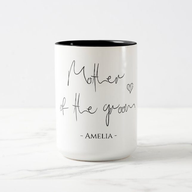 Mutter der Braut | Hochzeitsfeier und Herz Zweifarbige Tasse (Mittel)