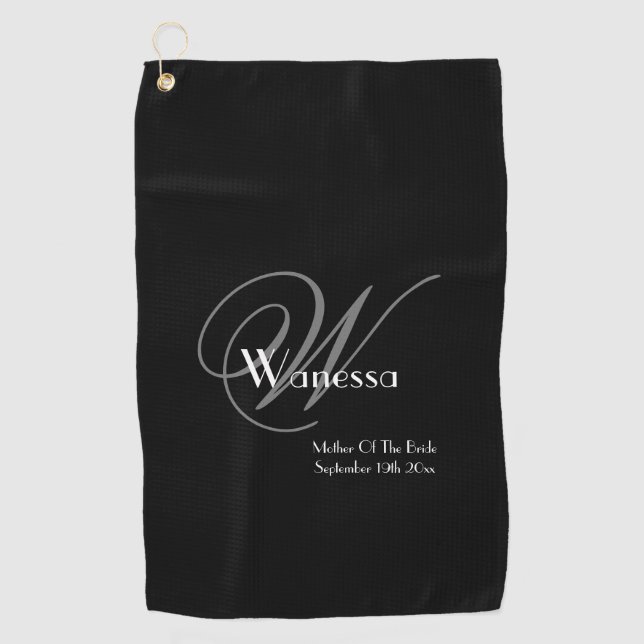 Mutter der Braut Hochzeitsgeschenk elegantes Monog Golfhandtuch (Vorderseite)
