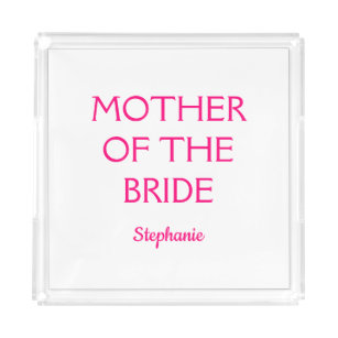 Mutter der Braut Hochzeitsgeschenk pinkfarben weiß Acryl Tablett