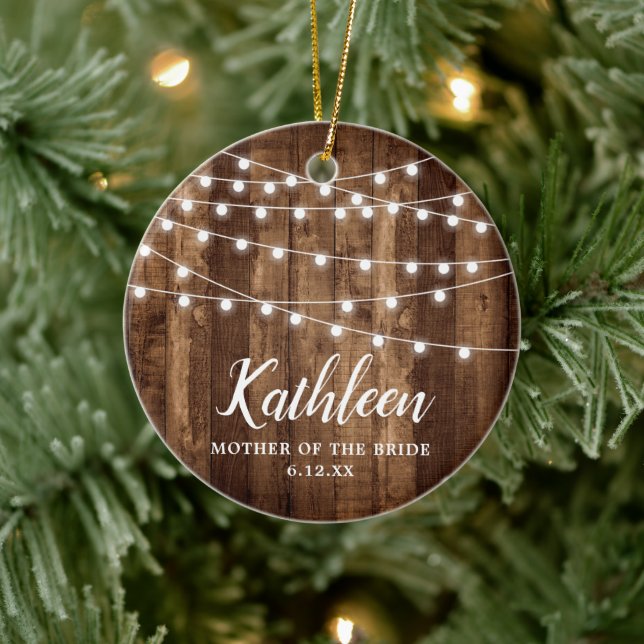 Mutter der Braut Personalisiert rustikales Holzkor Keramik Ornament (Baum)