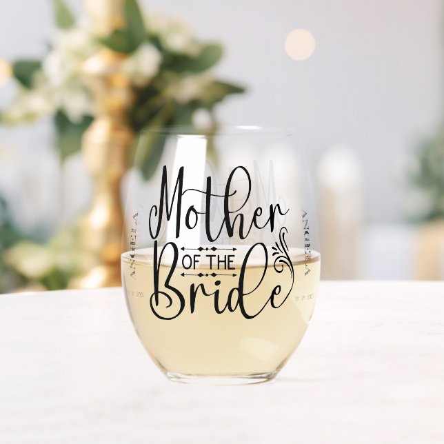Mutter der Braut Personalisiertes Drehbuch Weinglas Ohne Stiel (Insitu (Hochzeit))
