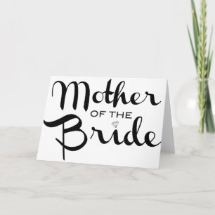 Mutter der Braut Retro Schrift Schwarz auf Weiß Karte