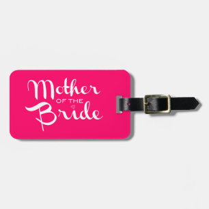 Mutter der Braut Retro-Schrift Weiß auf Hot Pink Gepäckanhänger