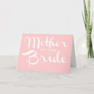 Mutter der Braut Retro Schrift Weiß auf Rosa Karte