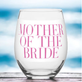 Mutter der Braut rosa Moderne Elegant Custom Weinglas Ohne Stiel
