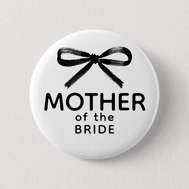 Mutter der Braut - Schwarze Schleife Whimsical Button (Vorderseite)