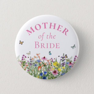 Mutter der Braut - Sommer Flora und Schmetterlinge Button