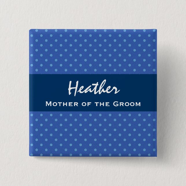 Mutter der Bräutigam-Marine-Blau-Tupfen Button (Vorderseite)
