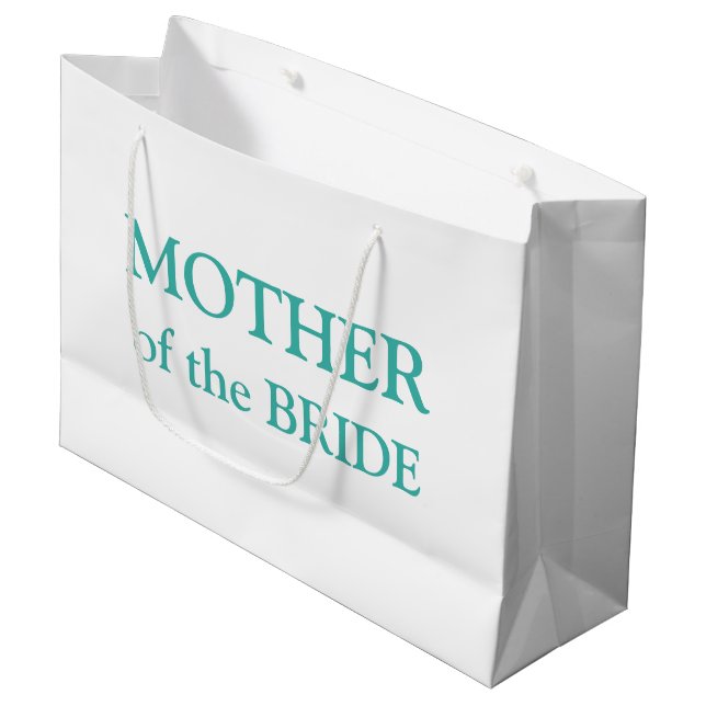 Mutter der Bride Aqua White große Geschenktasche Große Geschenktüte (Vorderseite Schrägansicht)