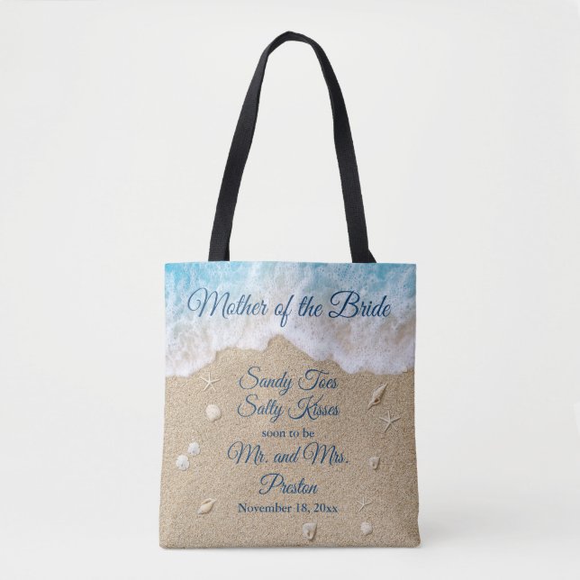 Mutter der Bride Blue Beach Waves Sandy Toes Tasche (Vorderseite)
