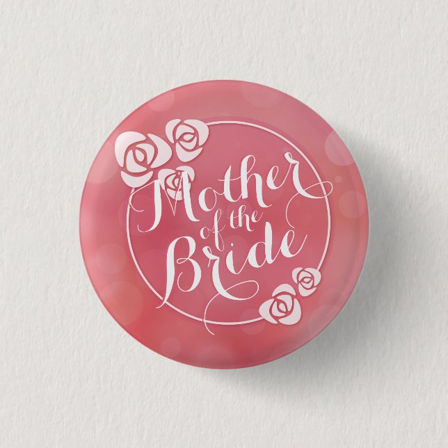 Mutter der Bride Elegant Rahmen Hochzeitsschaltflä Button (Vorderseite)