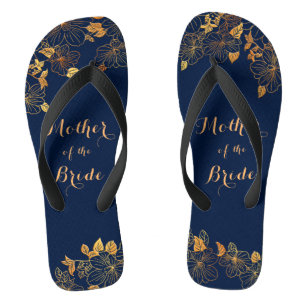 Mutter der Bride Gold Foliage Navy Blue Flip Flops