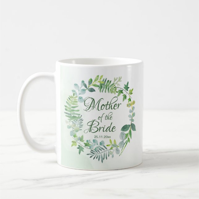 Mutter der Bride Greenery Wreath Wasserfarbe Kaffeetasse (Links)