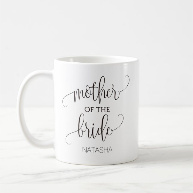 Mutter der Bride-Kalligrafie-Hochzeitsgeschenk Kaffeetasse (Links)
