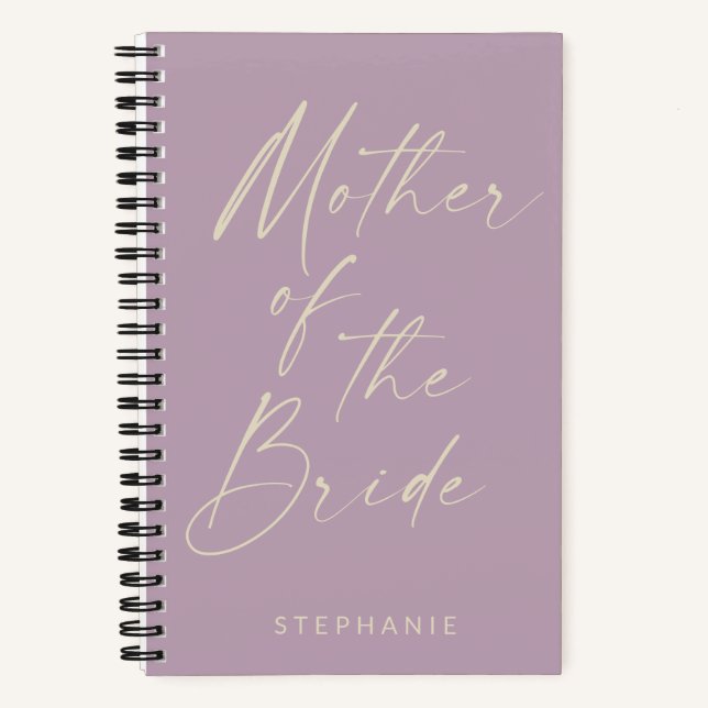 Mutter der Bride Minimalistisch Lilac Personalisie Notizbuch (Vorderseite)