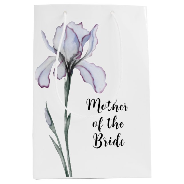 Mutter der Bride Modern Lavender Iris Hochzeit Mittlere Geschenktüte (Vorderseite)