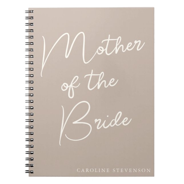 Mutter der Bride Moderne Drehbuch Custom Taupe Notizblock (Vorderseite)