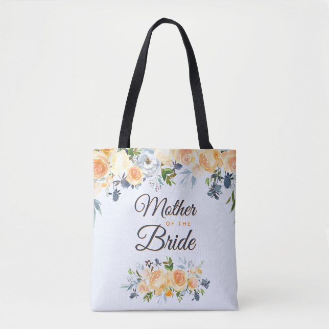 Mutter der Bride Navy Blue Coral Peach Floral Tasche (Vorderseite)