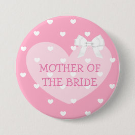 Mutter der Bride Pink Hearts White Bow Button