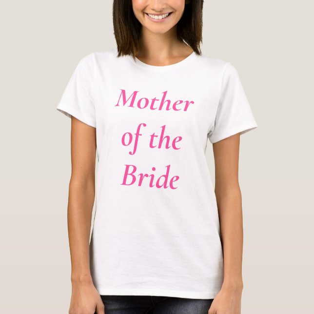 Mutter der Bride Pink Kalligraphie Hochzeit T-Shirt (Vorderseite)