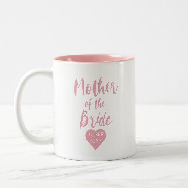 Mutter der Bride Two Tone Pink Script Zweifarbige Tasse (Links)