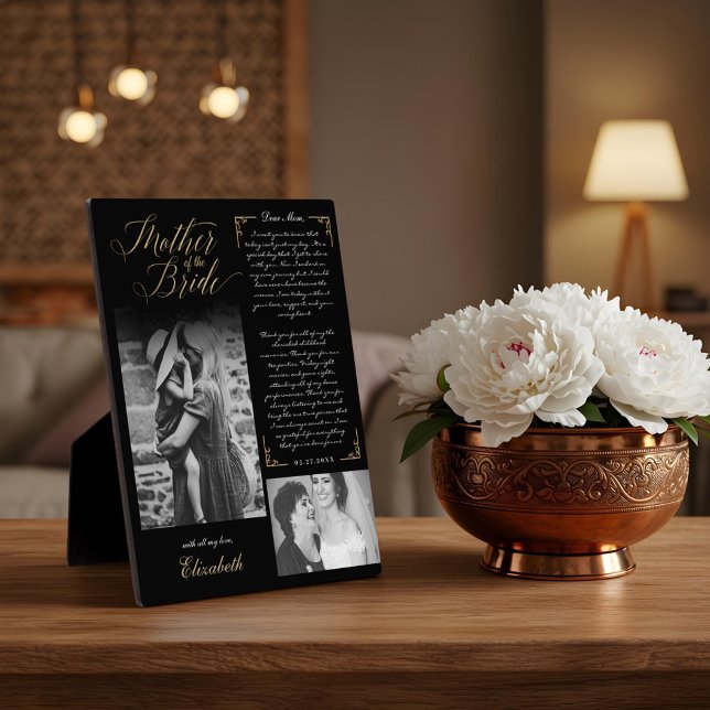 Mutter der Fotos der Braut Fotoplatte (Mother of the Bride Black Photos Wedding Keepsake Plaque)