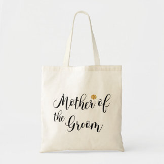 Mutter der Groom Black Text Gold-Blume-Moderne Tragetasche