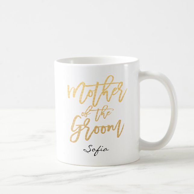 Mutter der Groom Buchstaben Custom Kaffeetasse (Rechts)