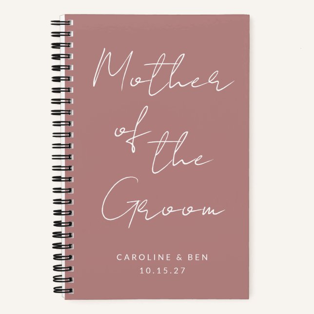 Mutter der Groom Custom Wedding Dusty Rose Notizbuch (Vorderseite)