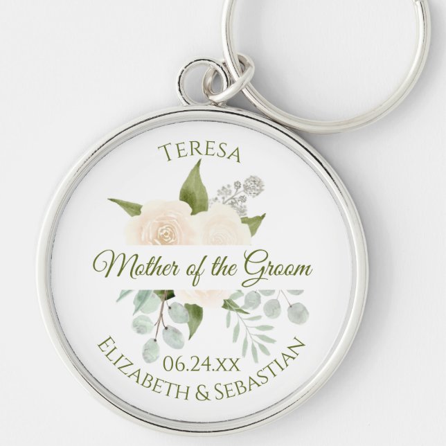 Mutter der Groom Elfenbein Peach Rose Hochzeit Schlüsselanhänger (Vorne)