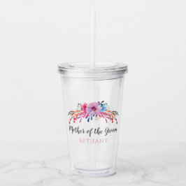 Mutter der Groom Floral Personalisiert Acryltrinkbecher