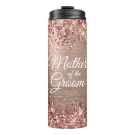 Mutter der Groom Glittery Rose Gold Glam Thermosbecher